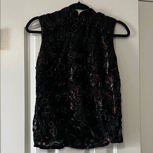 Willi Smith Black and Red Floral Blouse